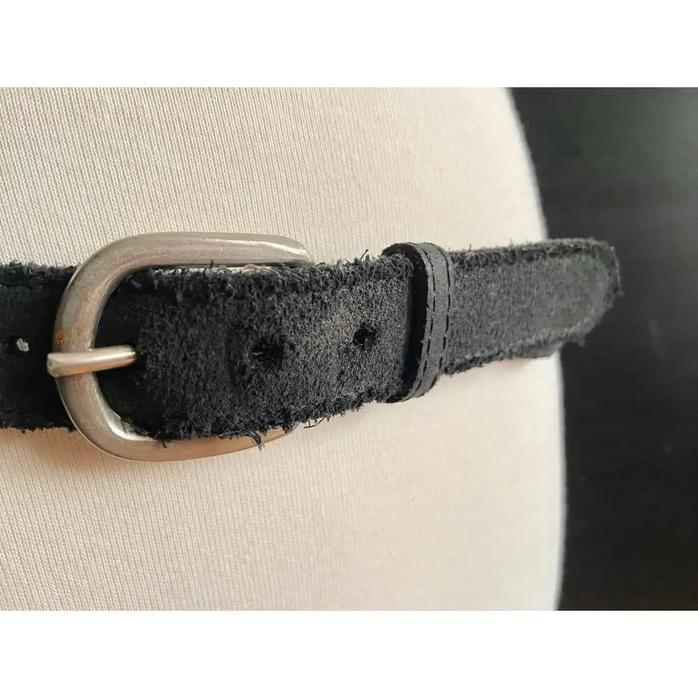 Black Suede Braided Bridle Belt Womens sz 36